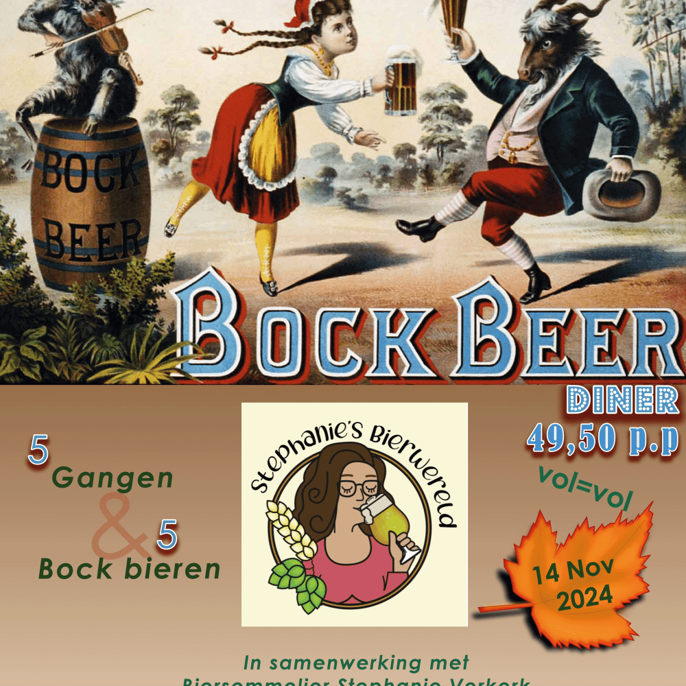 Bockbierdiner 14 November 2024 in samenwerking met Biersommelier Stephanie Verkerk 